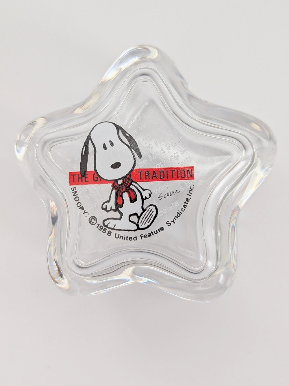 Peanuts Snoopy Collectible Glass Star-Shaped Trinket/Accent Piece/Storage Dish